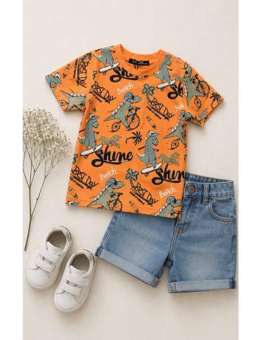 Camiseta dino rider naranja