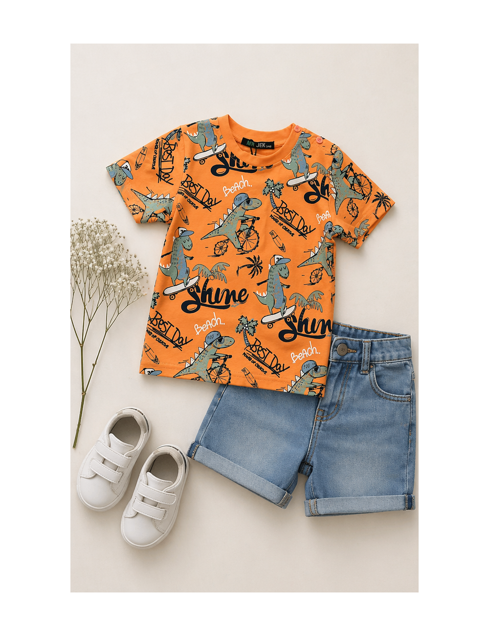 Camiseta dino rider naranja
