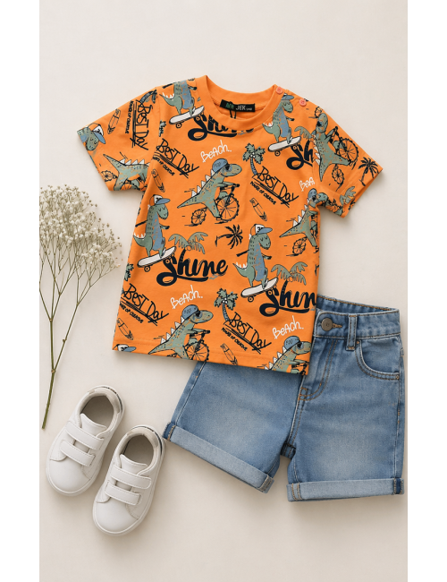 Camiseta dino rider naranja