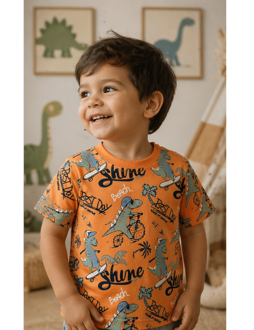 Camiseta dino rider naranja