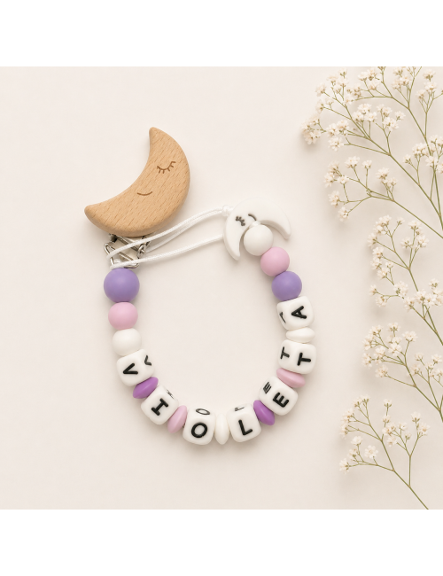 CHUPETERO MEDIUM PERSONALIZADO CON NOMBRE BEBÉ PINZA MADERA CON FORMA. LIBRE BPA | A PARTIR DE +0 MESES | CHUPETERO (A.)